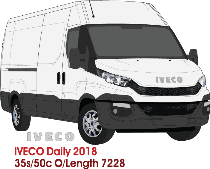 Iveco Daily 2018 to 2021 -- LWB  35s/50c - overall length  7228