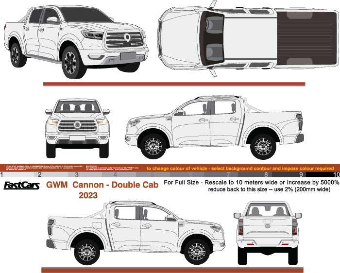 GWM Cannon 2023 to current - Double Cab ute – FastCars Vehicle Templates