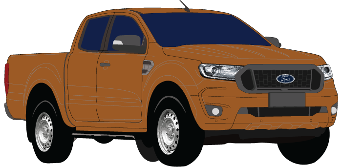 Ford Ranger 2019 to 2022 -- Extra Cab (super cab) ute XL