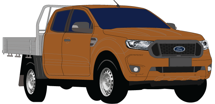 Ford Ranger 2019 to 2022 -- Extra Cab (Super-Cab) Chassis XL