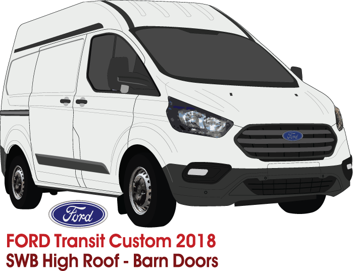 Ford Transit Custom 2018 to Current -- SWB - High Roof Barn Doors