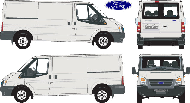 Ford transit 2007 to 2013 -- MWB van Low Roof – FastCars Vehicle Templates