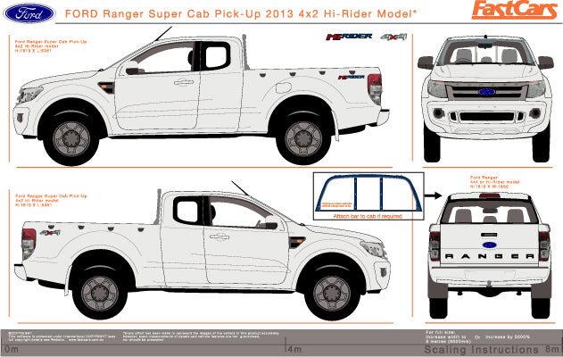Ford Ranger 2011 to 2015 -- Super Cab  4X4 / 4X2 Hi-Rider Pickup ute
