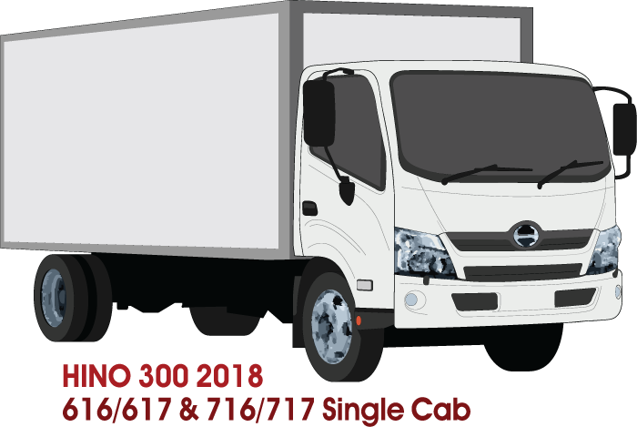 Hino 300 2018 to Current -- Single Cab - Box Rear