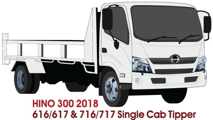 Hino 300 2018 to Current -- Single Cab - Tipper