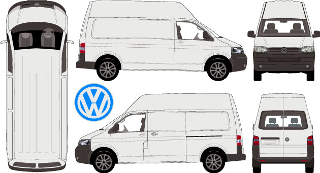 Volkswagen Transporter 2015 to 2017 -- LWB Van - High Roof