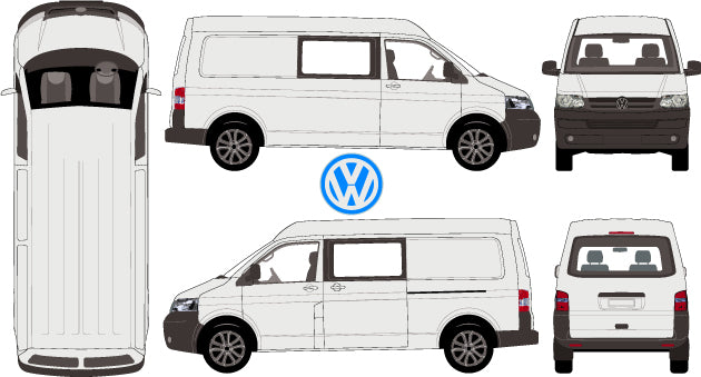 Volkswagen Transporter 2015 to 2017 -- Crewvan LWB - Mid Roof